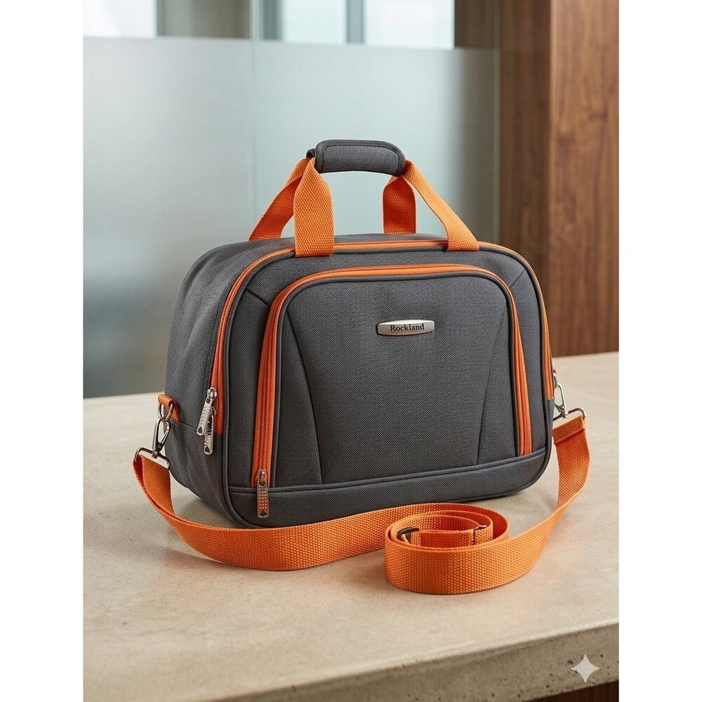 Rockland bag carry on bag 14'-5.5' -11' Color Charcoal. 3 zipper Good Condition